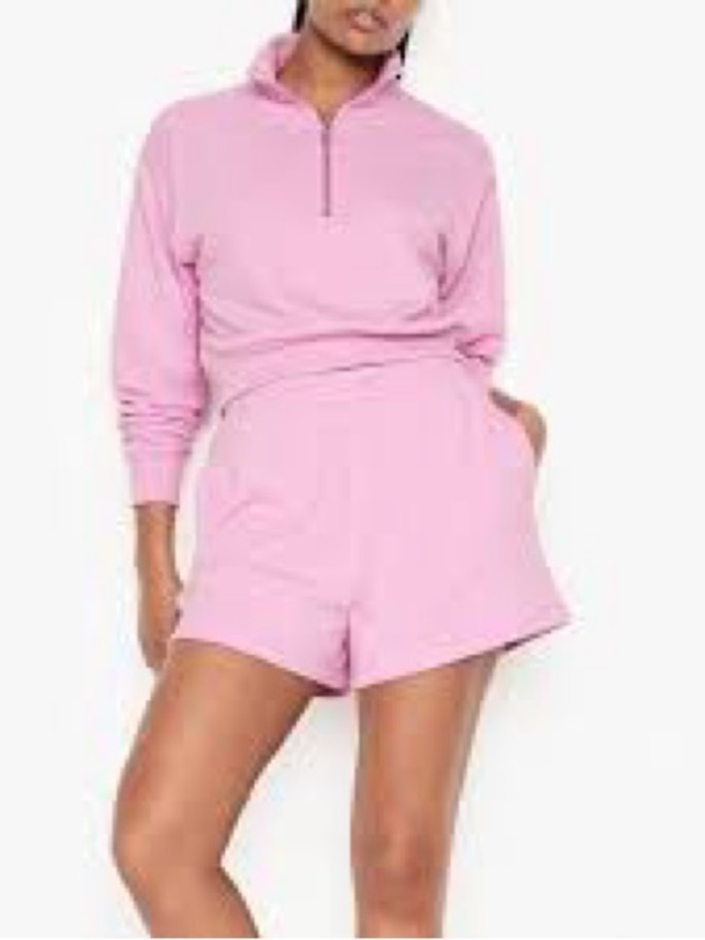PINK Victorias Secret Fleece Pullover And Shorts Set Pink Lounge Outfit S M